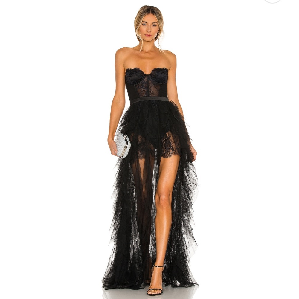 For Love And Lemons - Bustier Gown in Black - XS